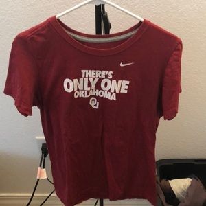 Maroon shirt sleeve oklahoma t shirt